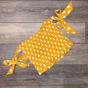 yellow/white poke-a-dot crop top